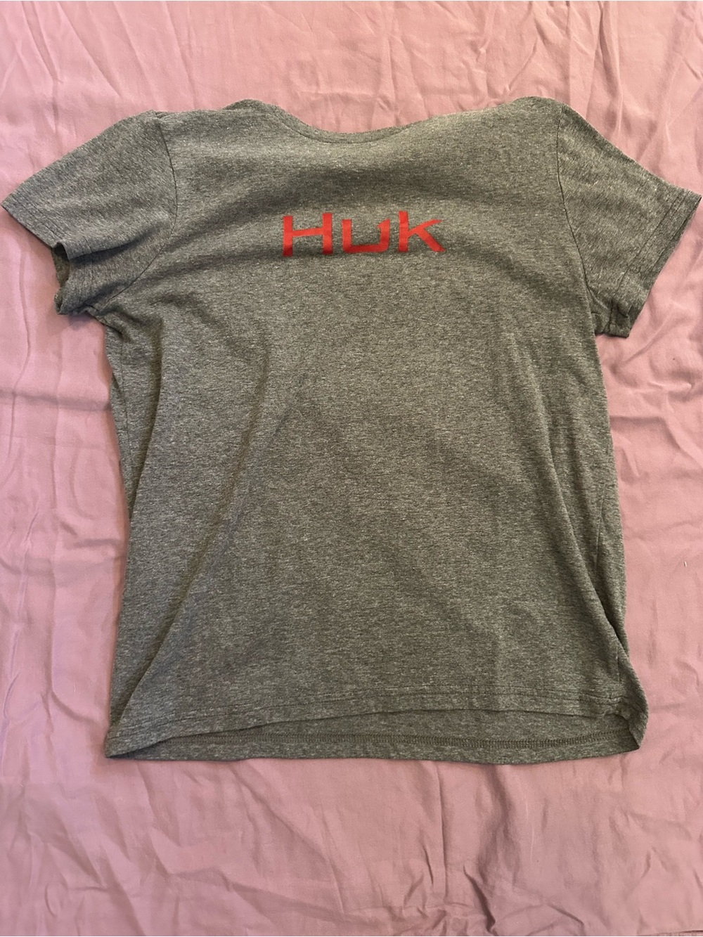 Huk Gray Tee with Red Logo - Kids Short Sleeve